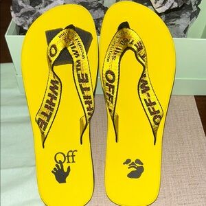 NWOT-Off-White Yellow Flip Flops